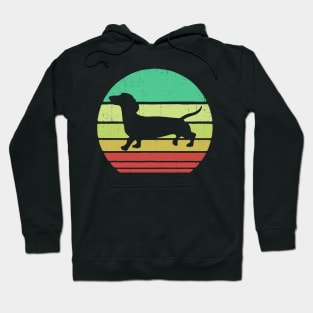 Retro Vintage Sunset Doxie Dachshund Dog Breed Silhouette Hoodie